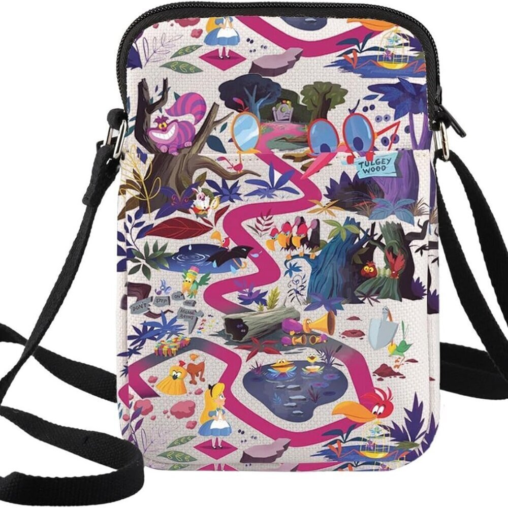 Fairy Tales Alice Crossbody Bag Cotton Canvas Adjustable Zipper Purse